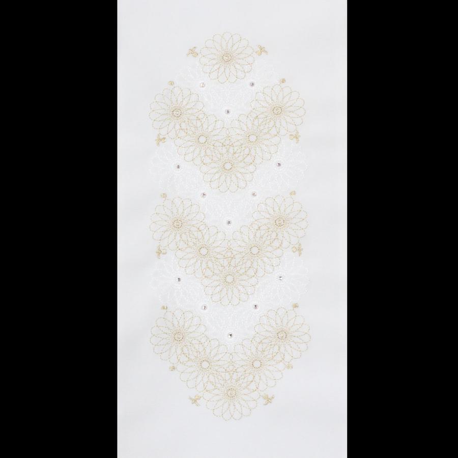 半襟 半衿 刺繍 ラインストーン スワロフスキー 振袖 袴 白 金 銀