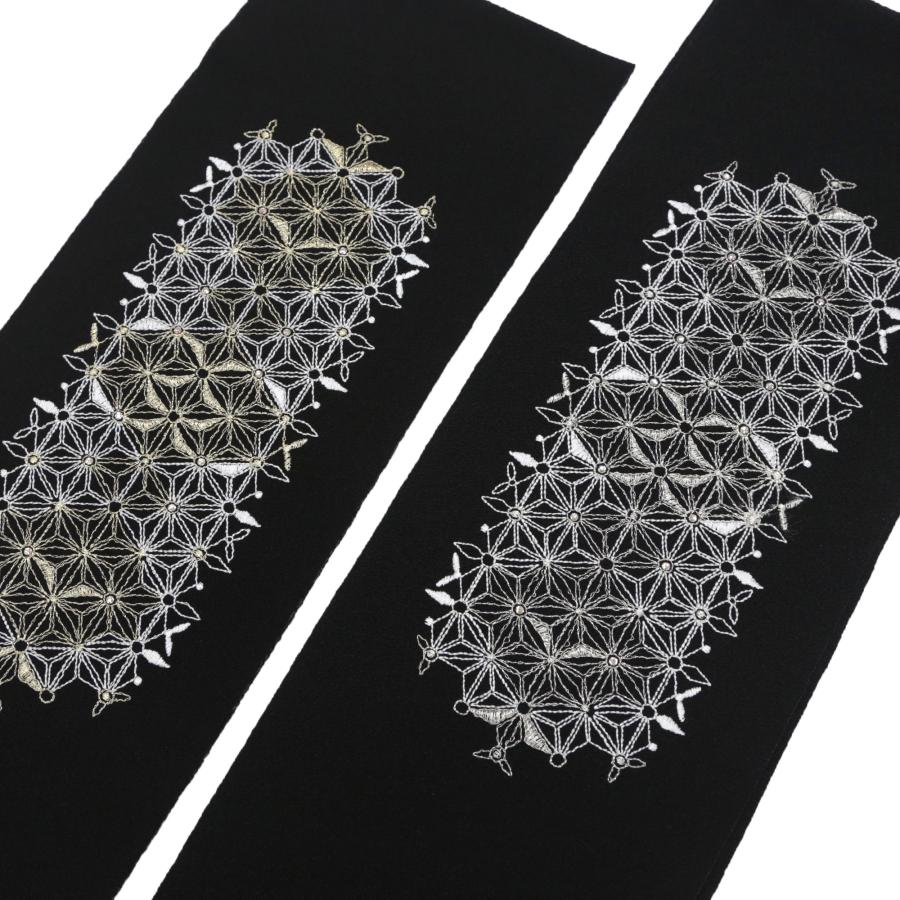 刺繍半襟 振袖向き 半衿 刺繍 長襦袢 掛け衿 成人式 麻の葉模様 黒