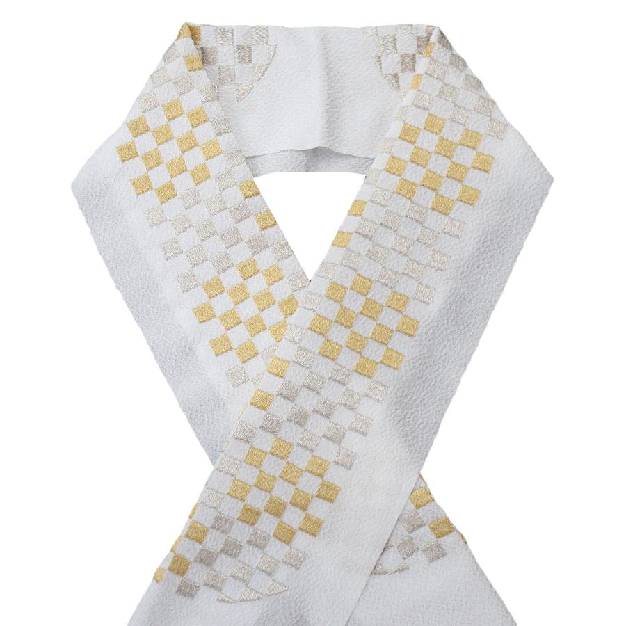 半衿 刺繍 振袖 袴 成人式 卒業式 金 銀 市松柄 刺繍半襟 半襟