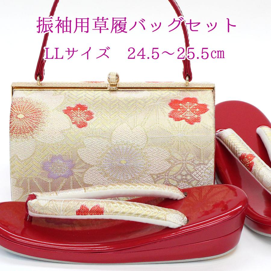和装用バッグと草履セット(LLサイズ) 草履バッグセット 無地 スクエア M L LL 3L 大きいサイズ ゴールド