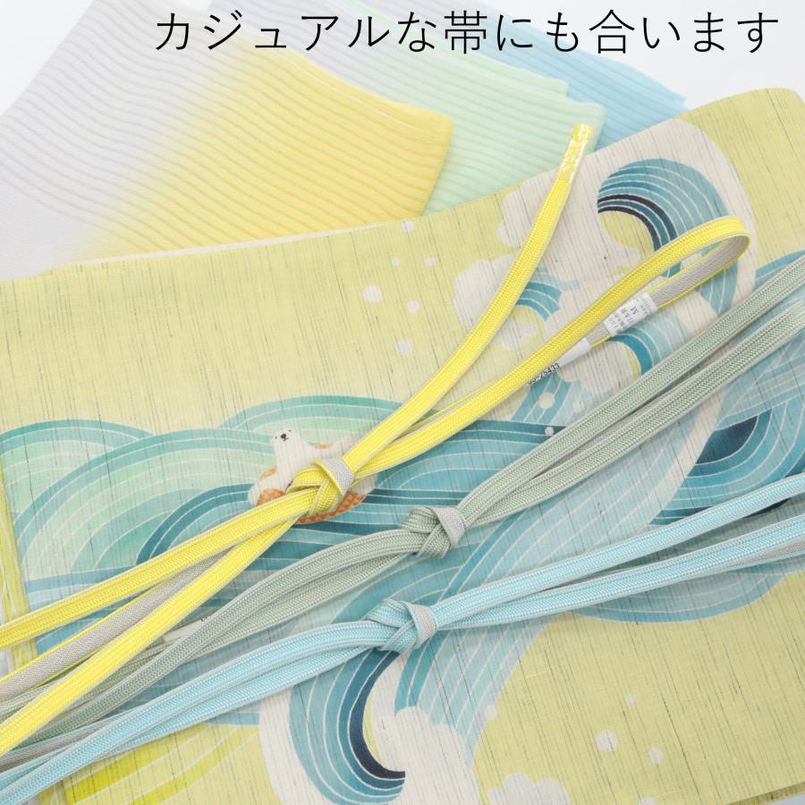 衿秀 帯揚げ 三分紐 帯締め セット 夏 単衣 春 夏 秋 3シーズン 使える 正絹 経て絽 ちりめん 横段ぼかし 正絹 2Way セミフォーマル カジュアルの画像