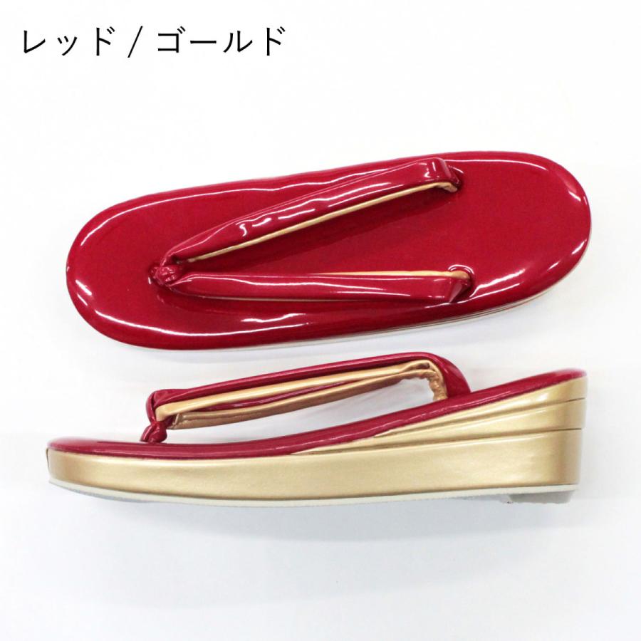 新品未使用  厚底草履  フリーサイズ   振袖・袴に！  金x赤 草履 レディース 振袖 成人式 袴 卒業式 3段 厚底 赤 レッド 金