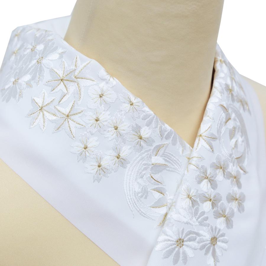 半衿 刺繍 半襟 白地 金糸 洗える 程よいボリューム 振袖 袴 留袖 訪問
