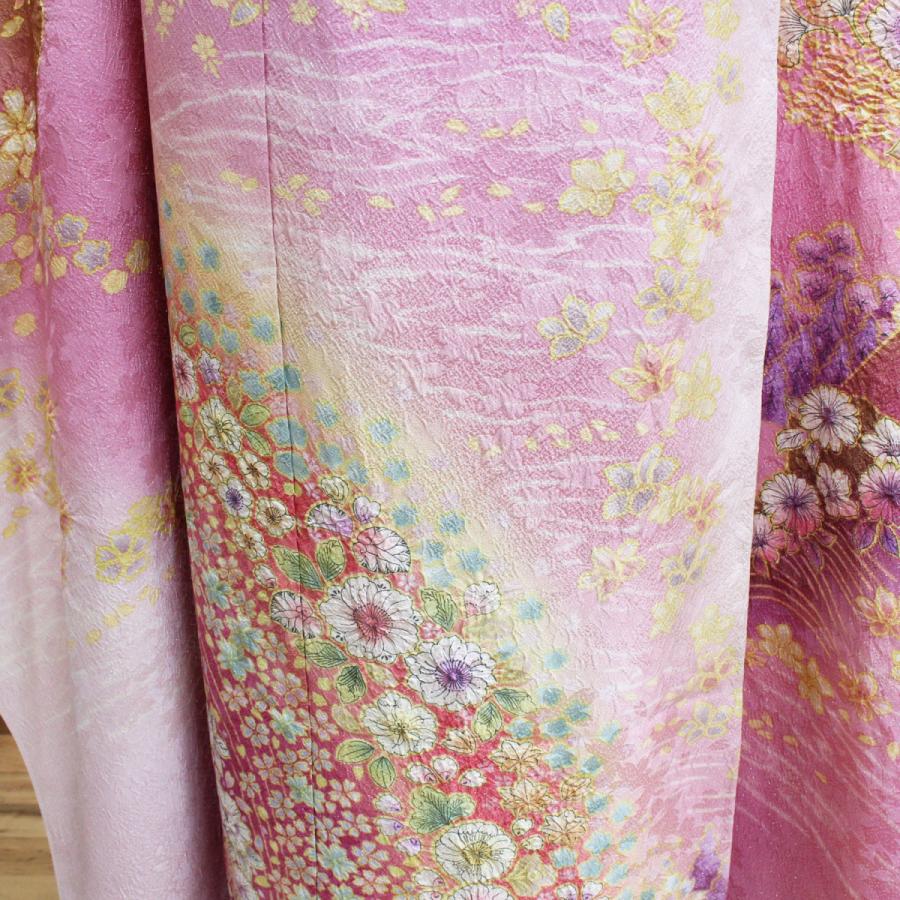 【正絹・新品・未仕立て】 振袖 白 ホワイト ピンク 花柄 成人式 F36 正絹・新品・未仕立て】 振袖 白 ホワイト ピンク 花柄 成人式