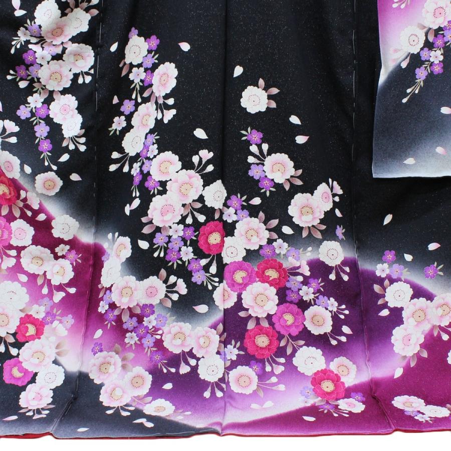 裄７０．５ｃｍ　豪華　４点セット　紫色地　桜に桔梗模様振袖 振袖 正絹 格安 新品 仮絵羽 生地 単品 未仕立て品 成人式 結婚式など
