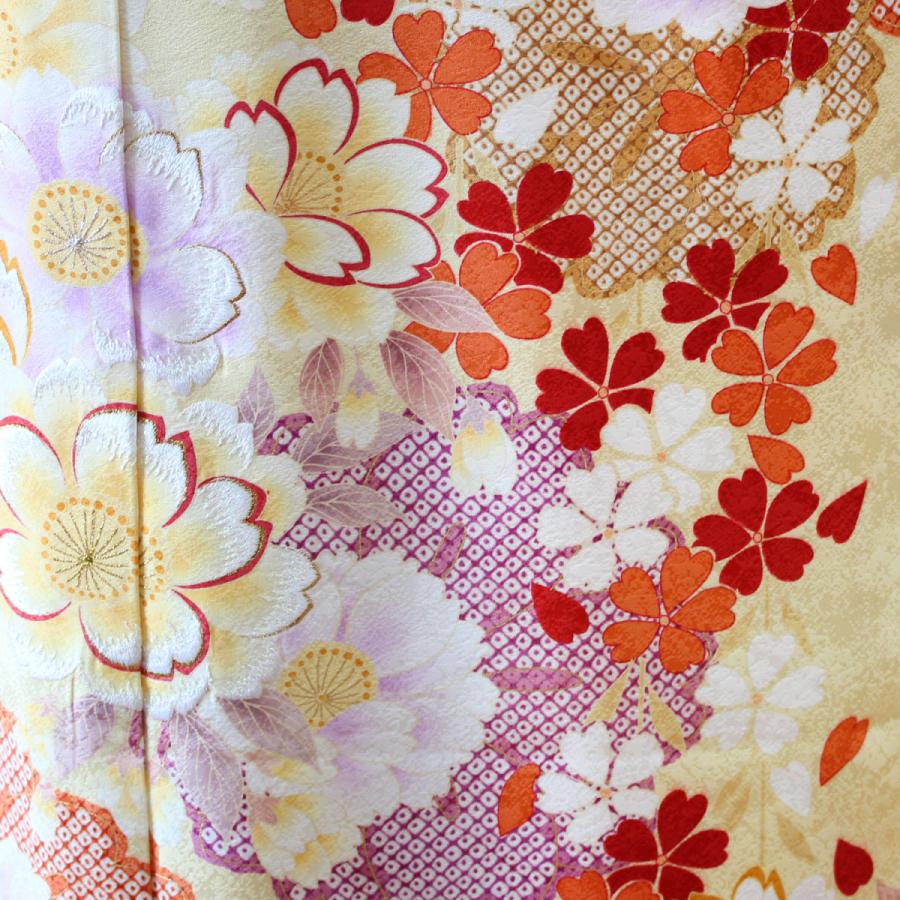 新品着物☆クリーム色大きな花模様☆作り帯フルセット hitoe_15-plate-34.jpg
