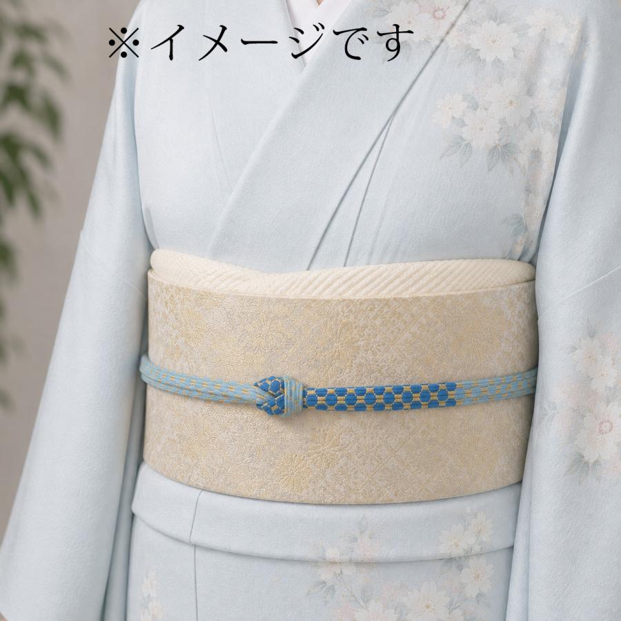 衿秀 帯締め フォーマル 正絹 おびじめ 青 水色 ブルー 亀甲 金糸 平織