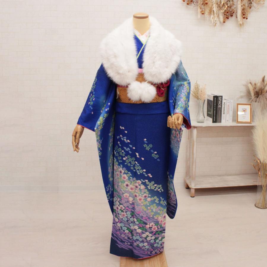 即発送可!!美品 成人式ファー 京美 ファーショール振袖 成人式 ブルーフォックス毛皮ストール