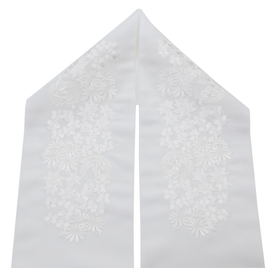 半衿 刺繍 振袖 袴 半襟 刺繍半襟 刺繍衿 白地 白刺繍 シンプル 花