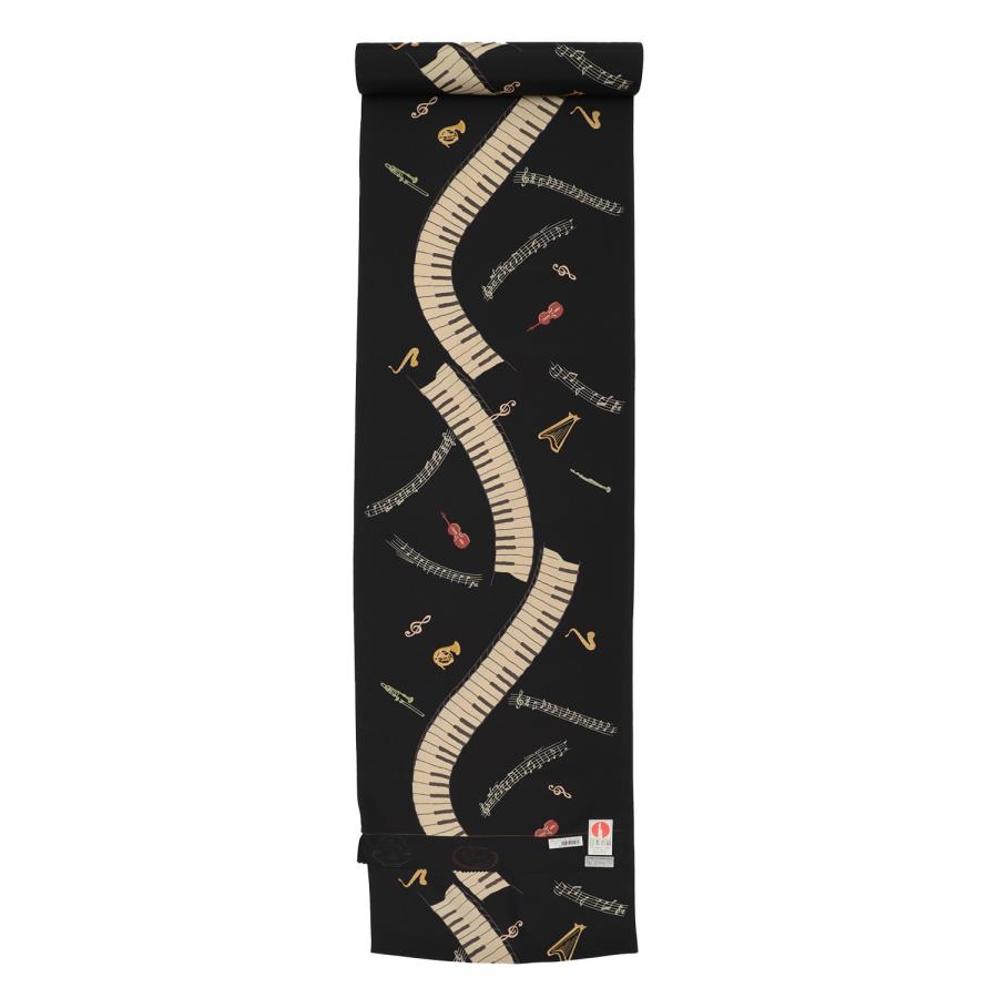 正絹 長襦袢 黒 ブラック カジュアル 生地 反物 日本の絹マーク付き