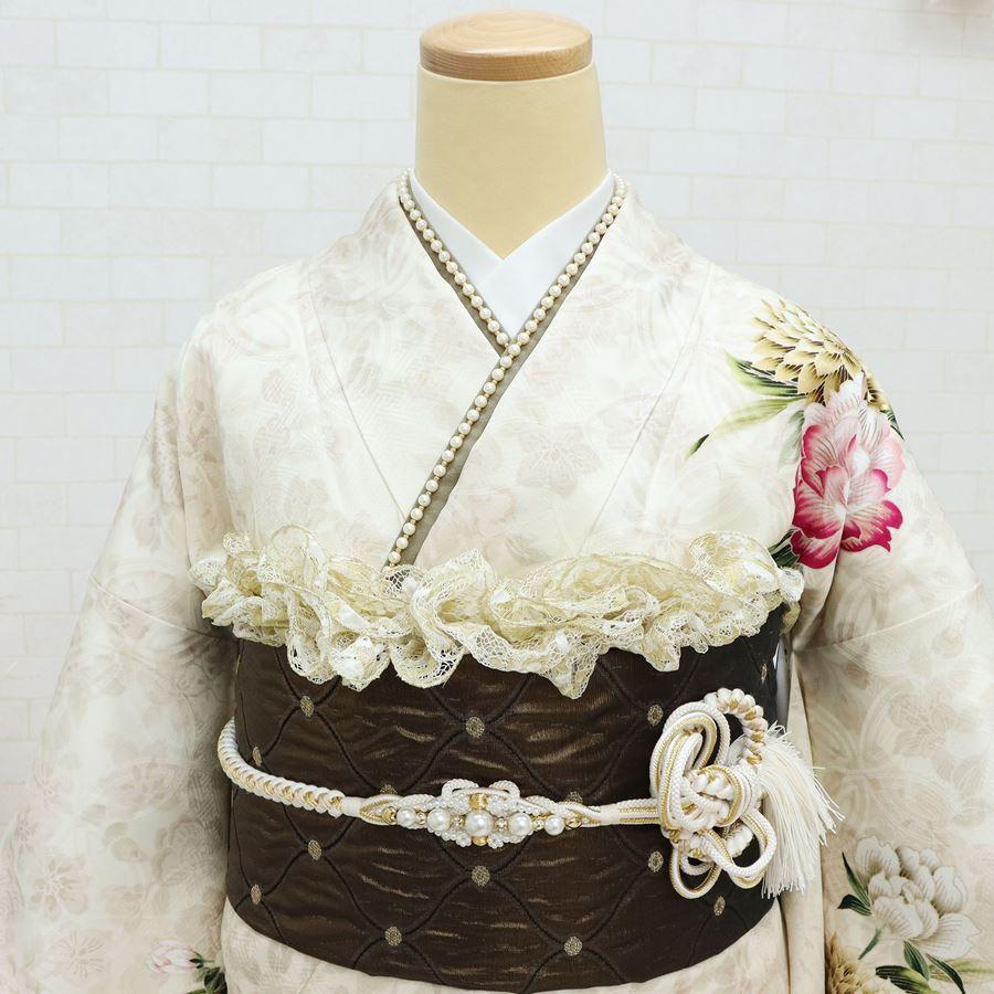 帯揚げ レース 振袖用 ゴールド 花柄 振袖 袴 成人式 結婚式 卒業式