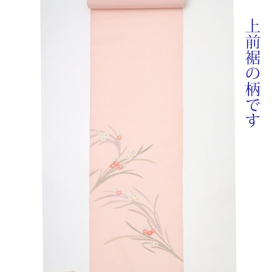 正絹 付け下げ 附下 夏 絽 五泉 駒絽 小熊機業 手描き 友禅染 サーモン