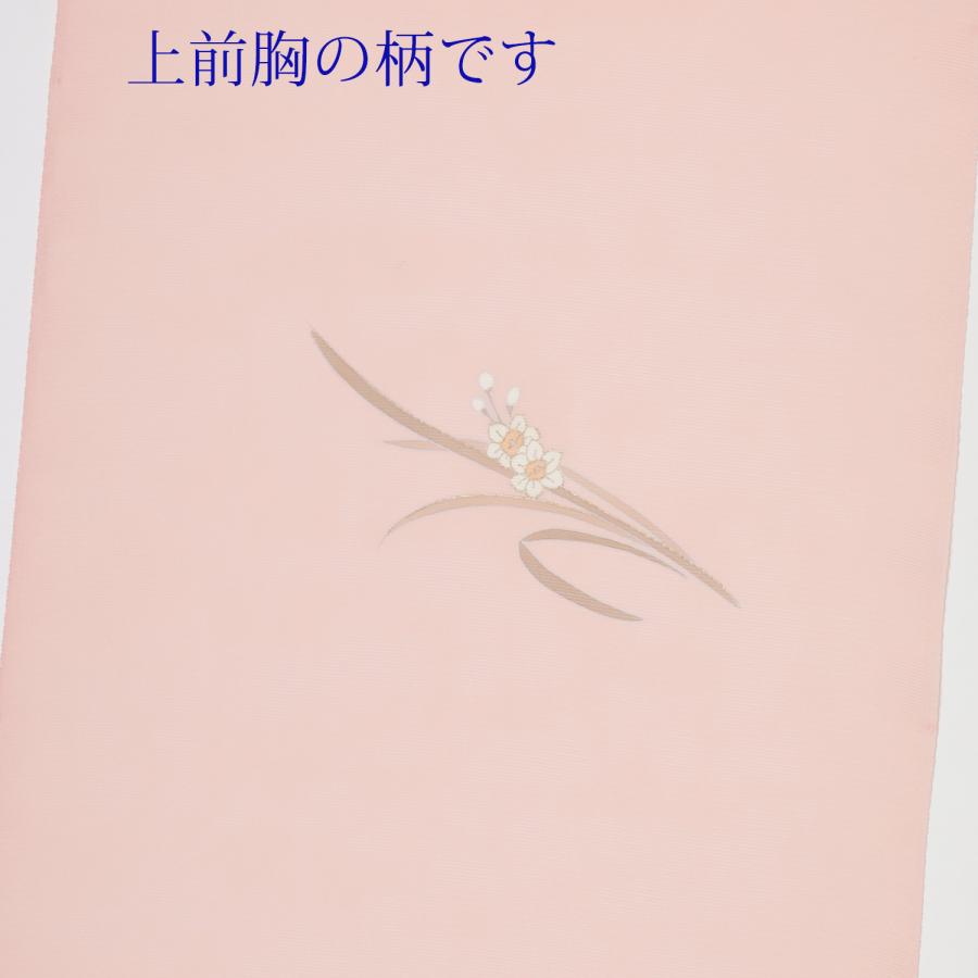 正絹 付け下げ 附下 夏 絽 五泉 駒絽 小熊機業 手描き 友禅染 サーモン