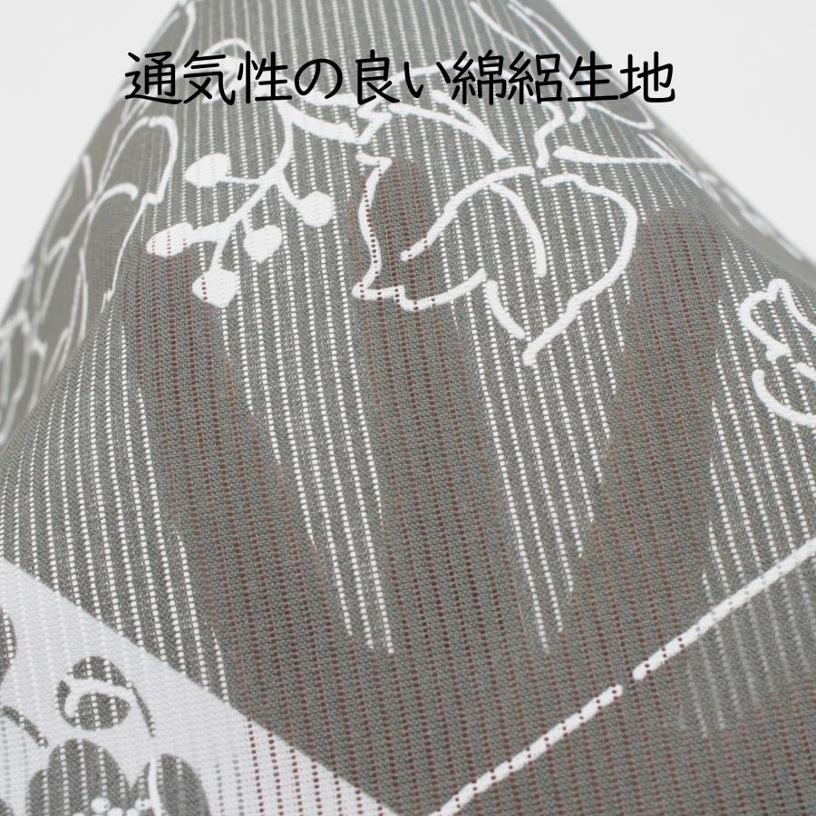 浴衣 反物 生地 レディース 教材用 日本製 絽 綿絽 横絽 ゆかた グレー