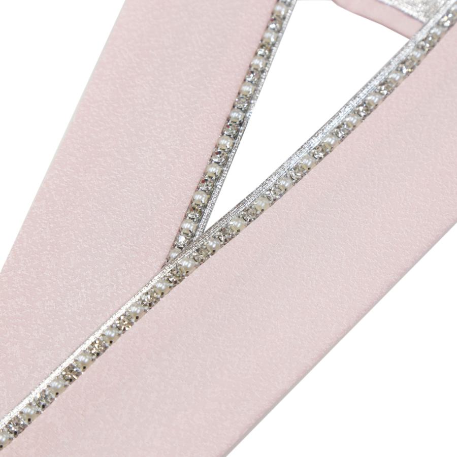 重ね衿 ラインストーン付き パール 重ね襟 振袖 袴 伊達襟 薄ピンク