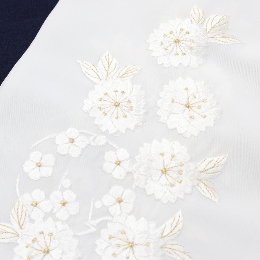 半衿 刺繍 振袖 袴 半襟 刺繍半襟 刺繍衿 白 金糸 花柄 桜 八重桜