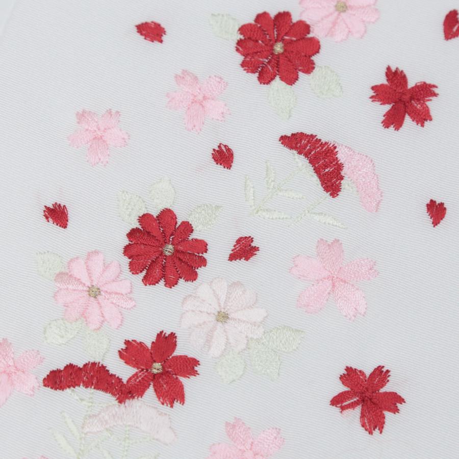 半衿 刺繍 絹 振袖 袴 半襟 ピンク 赤 刺繍半襟 刺繍衿 白 小花柄