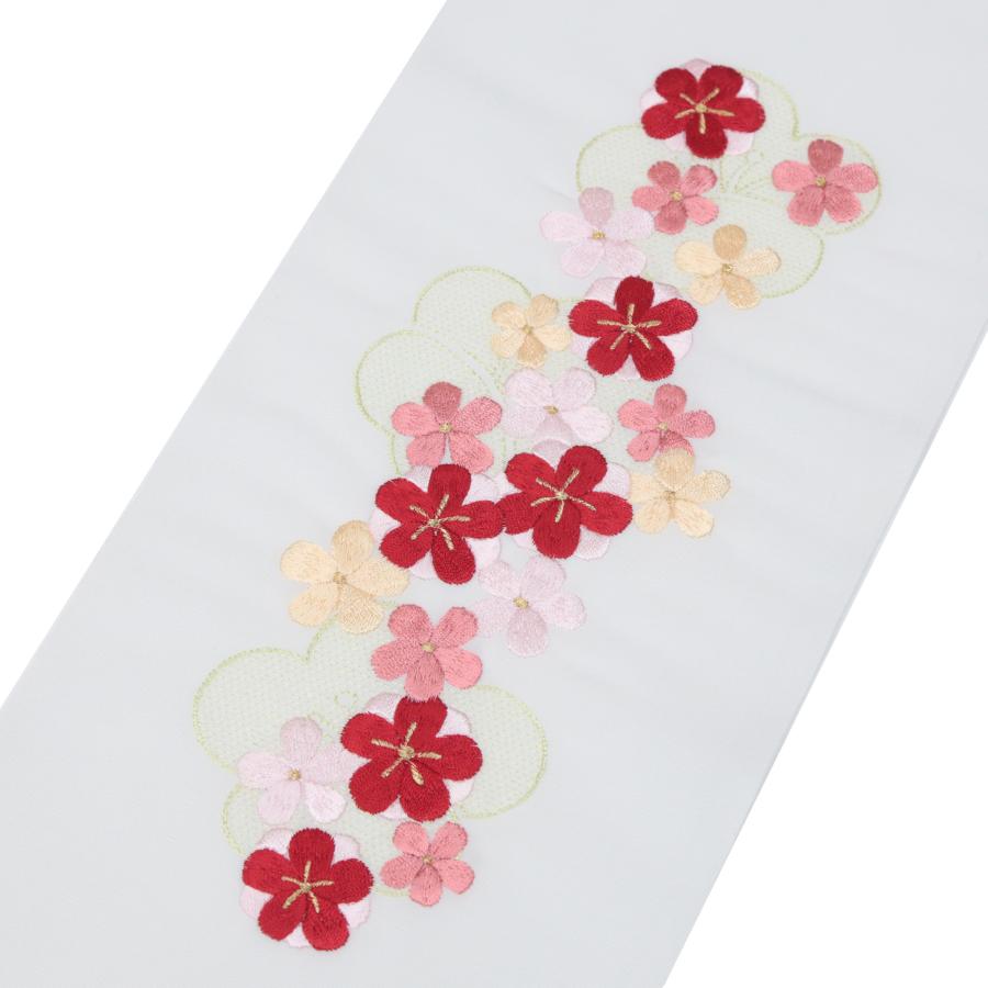 半衿 刺繍 振袖 袴 半襟 赤 ピンク 刺繍半襟 刺繍衿 白 花柄