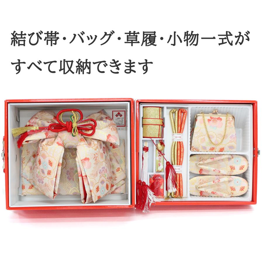 【美品】七五三　7歳　結び帯　バッグ草履　ハコセコセット 七五三 7歳用 ペアセット 結び帯 はこせこセット ハコセコ 小物セット