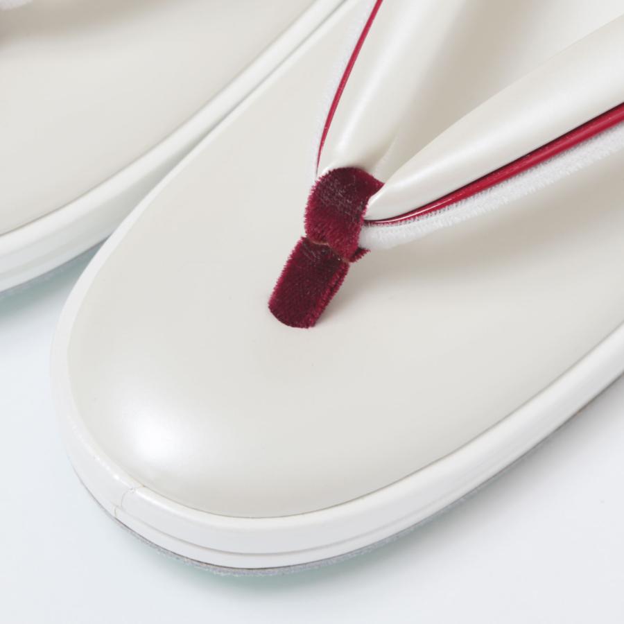 れん 本革 草履 レディース 白 ホワイト 白鼻緒 前坪赤 Lサイズ 秋月