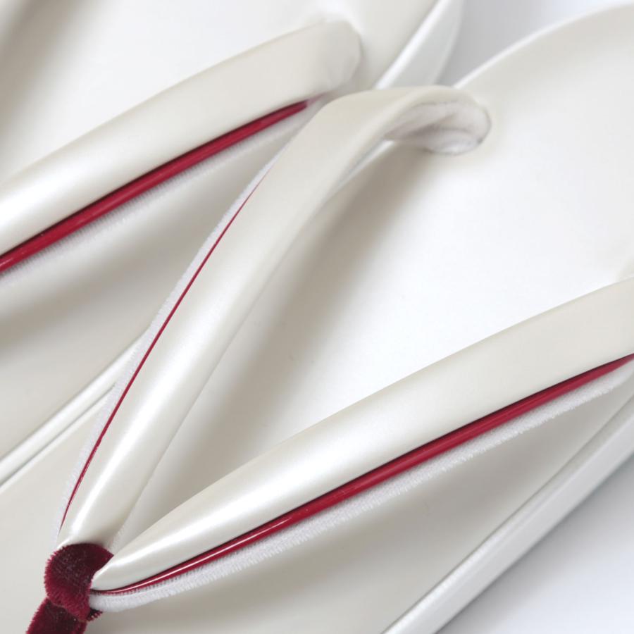 れん 本革 草履 レディース 白 ホワイト 白鼻緒 前坪赤 Lサイズ 秋月