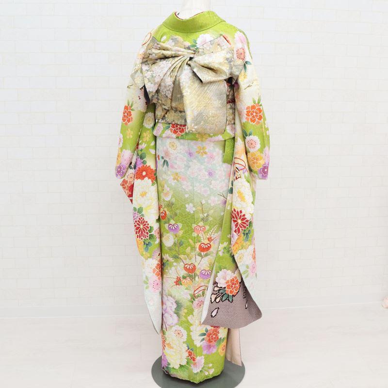振袖 中古 正絹 格安 安い 美品 リサイクル 黄緑 ひわ色 古典 振袖 中古 正絹 格安 安い 美品 リサイクル 黄緑 ひわ色 古典