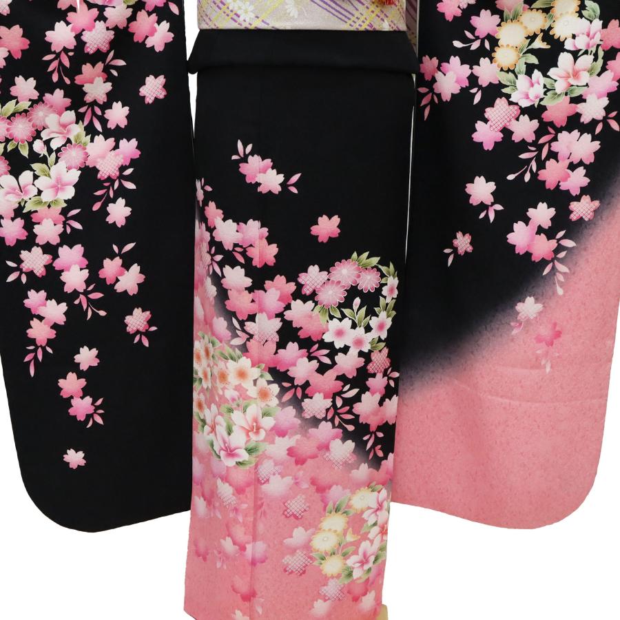 振袖 中古 フルセット 正絹 一式 成人式 着物 格安 美品 黒