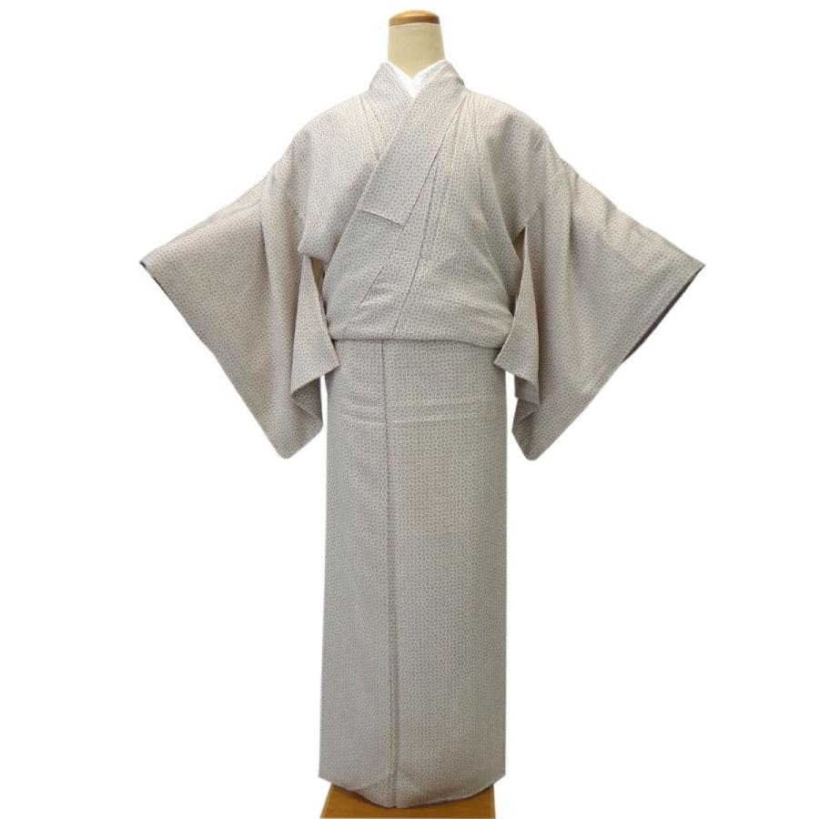 小紋　アイボリー地グレーと黒の雲取り 銀加工有り 小紋 アイボリー地グレーと黒の雲取り 銀加工有り