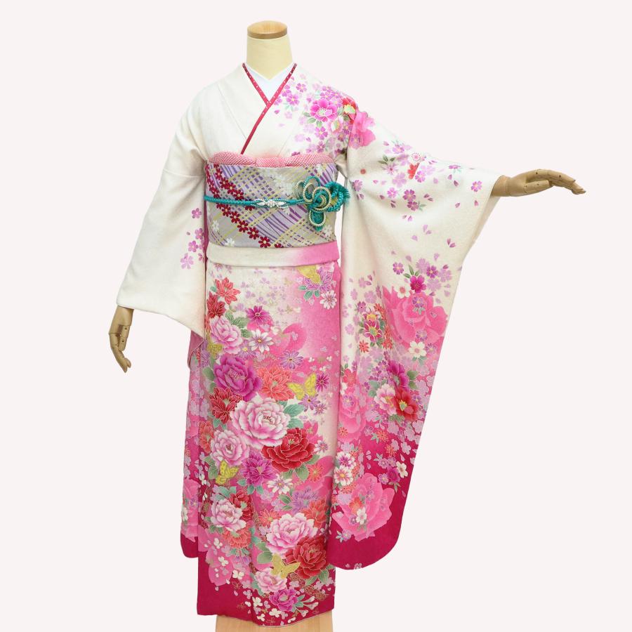 振袖 中古 フルセット 販売 正絹 リサイクル 仕立て上がり 着物 白
