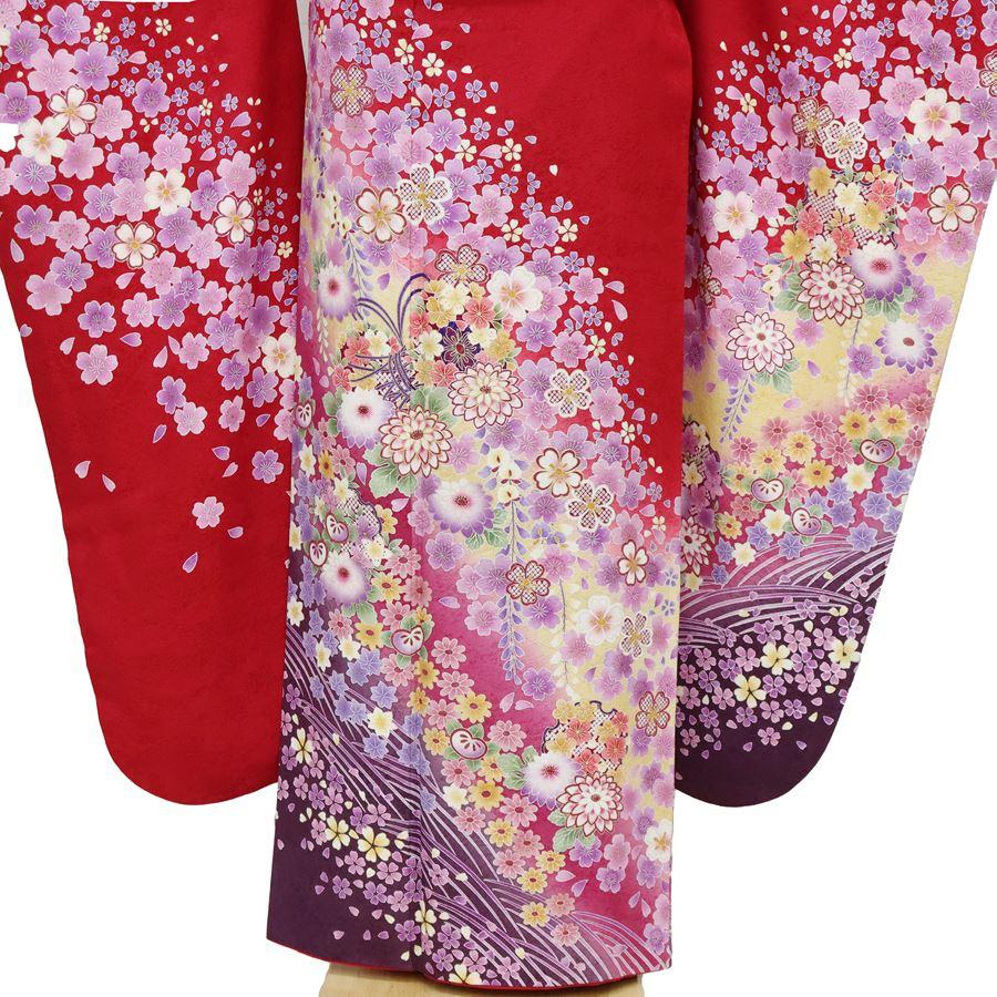 振袖 中古 フルセット 正絹 一式 格安 美品 リサイクル 赤 ヒップ