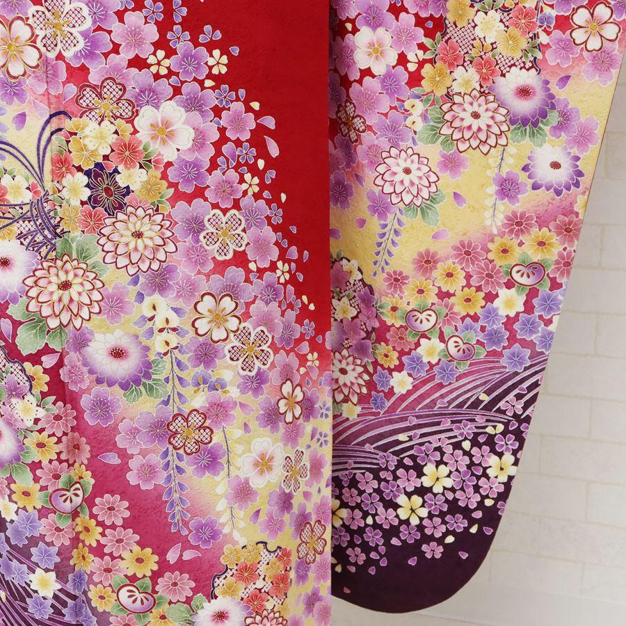 振袖 中古 フルセット 正絹 一式 格安 美品 リサイクル 赤 ヒップ