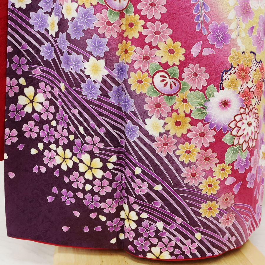 振袖 中古 フルセット 正絹 一式 格安 美品 リサイクル 赤 ヒップ