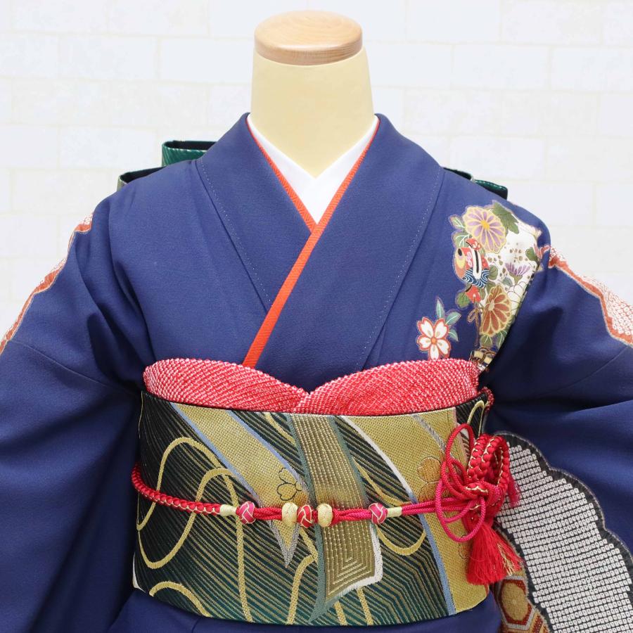 振袖 単品 中古 着物 販売 純古典 王道 格調高い 紺 青 成人式