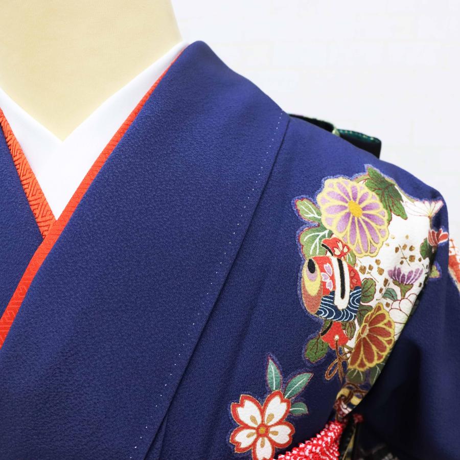 振袖 単品 中古 着物 販売 純古典 王道 格調高い 紺 青 成人式