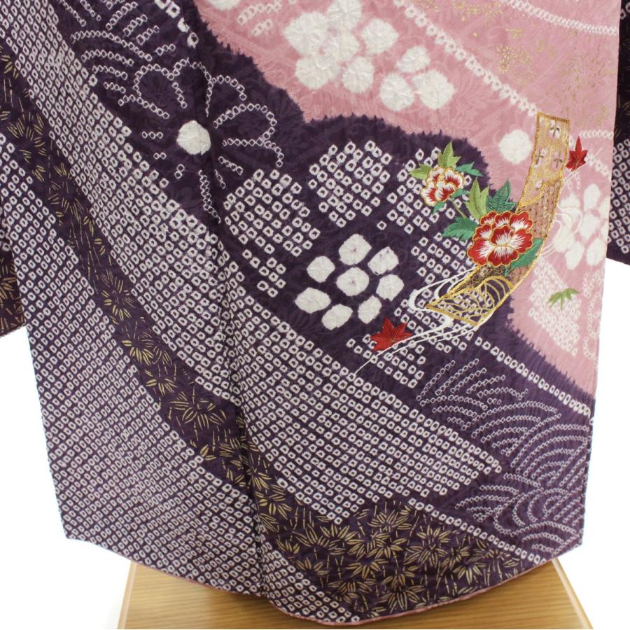 ［6652］振袖 4点セット 成人式 卒業式 鹿の子絞り 刺繍 正絹 着物 袷 6652］振袖 4点セット 成人式 卒業式 鹿の子絞り 刺繍 正絹 着物