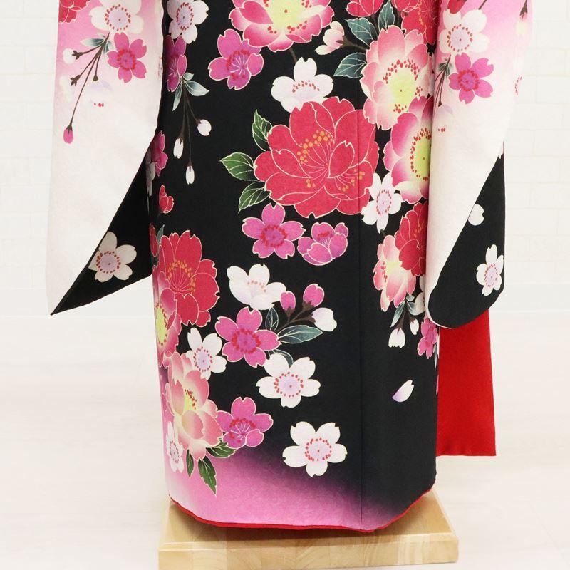 振袖 中古 フルセット 正絹 一式 格安 リサイクル 黒 白 ピンク