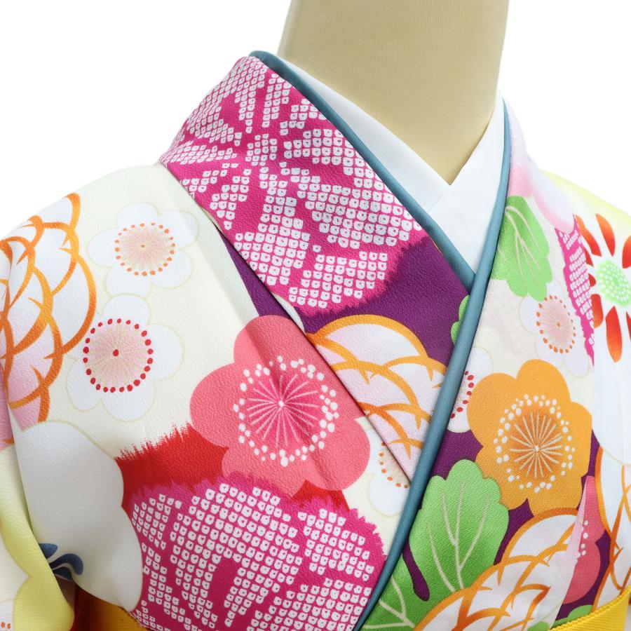 卒業式に最適 黄色地紫桜柄小振袖 単品 中古品】ジュニア用 振袖単品 「黄色 桜」 仕立て上がり 着物 小振袖