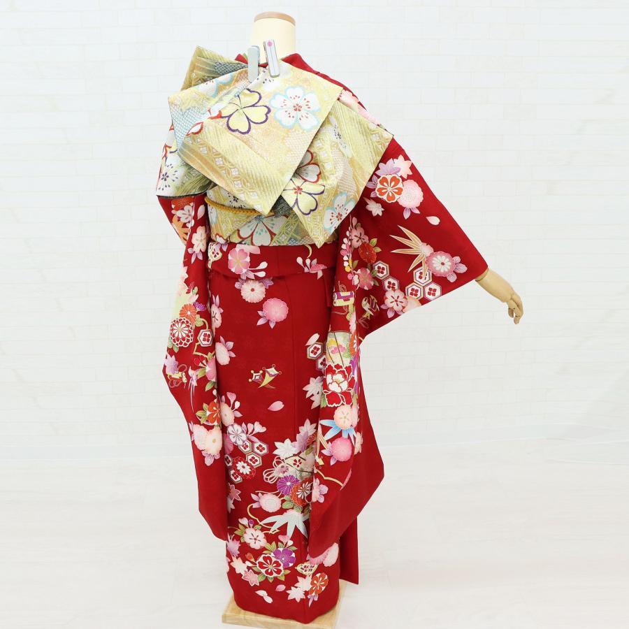 ★成人式★卒業式★振袖　赤系　正絹　単品　セット 楽天市場】【成人式 振袖 レンタル】RS1297 正絹 赤 桜フル