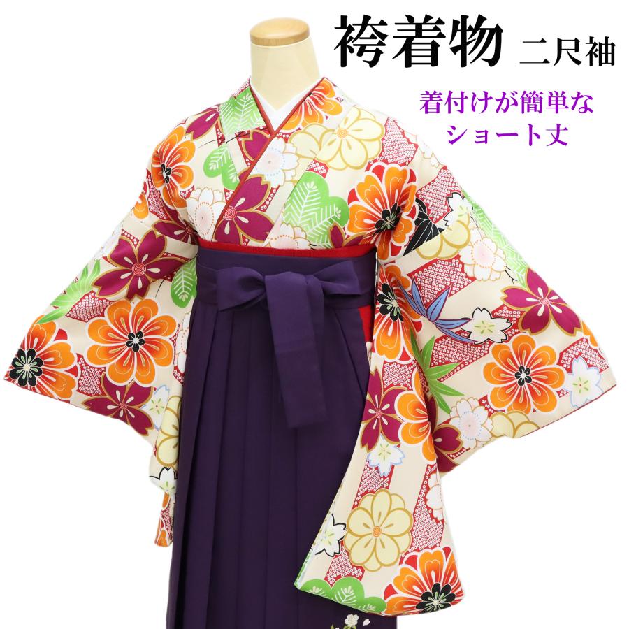 袴用きもの 二尺袖 小振袖 中古 単品 リサイクル 格安 美品 仕立て