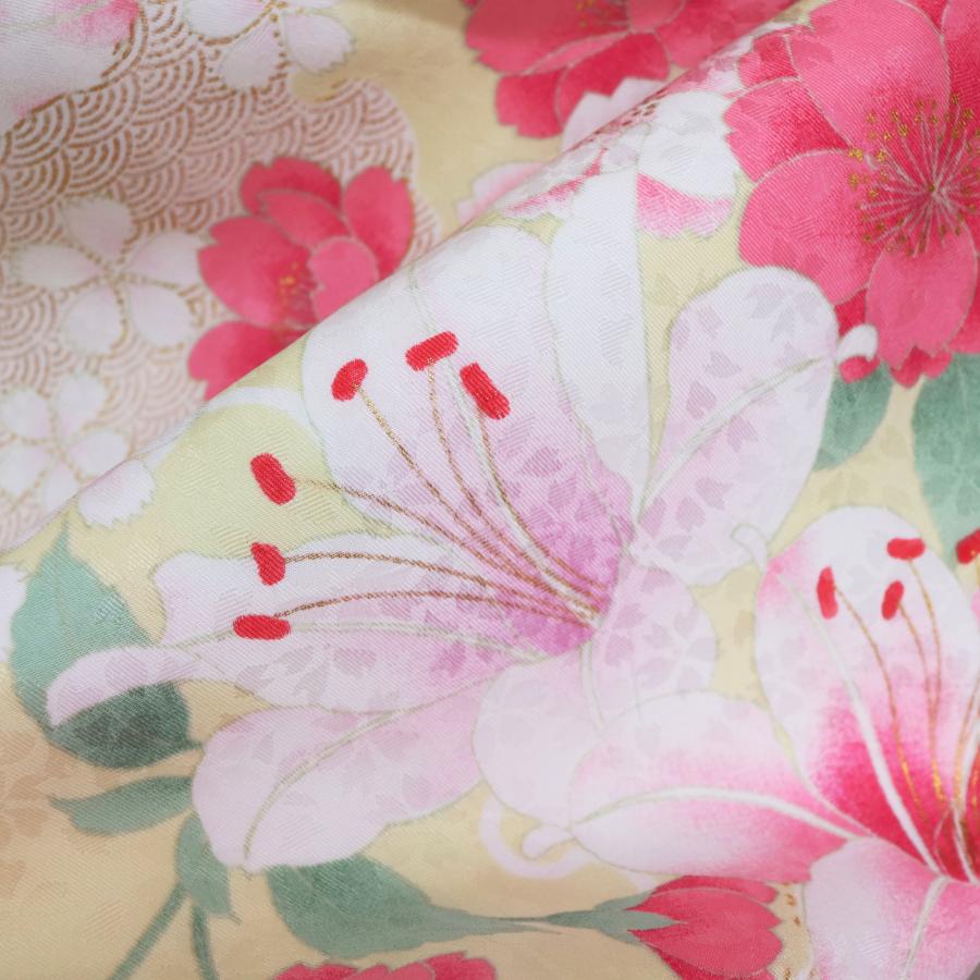 ☆中古品☆振袖　単品　化繊　花模様振袖 袴用きもの 二尺袖 小振袖 中古 単品 リサイクル 販売 美品 仕立て
