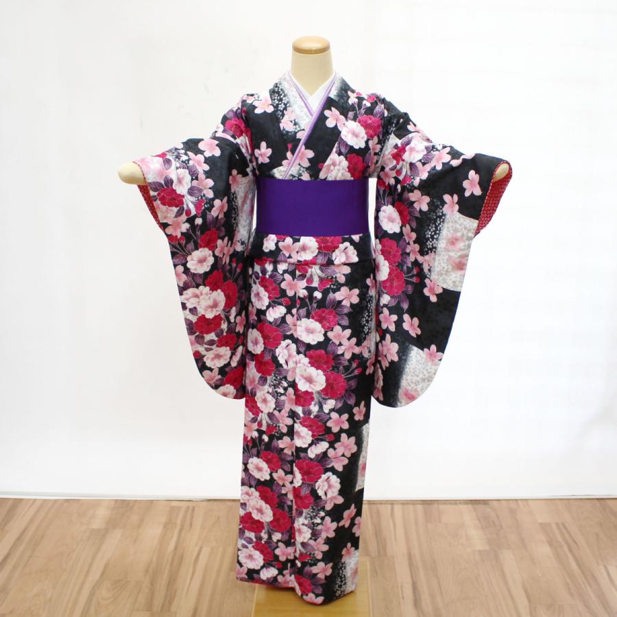 2尺袖 ポリエステル着物 袴用 新品未使用品 袴用きもの 二尺袖 着物 小振袖 中古 単品 リサイクル 格安 美品