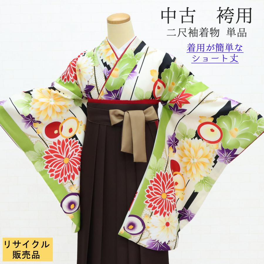 袴用きもの 二尺袖 着物 小振袖 中古 単品 リサイクル 格安 美品