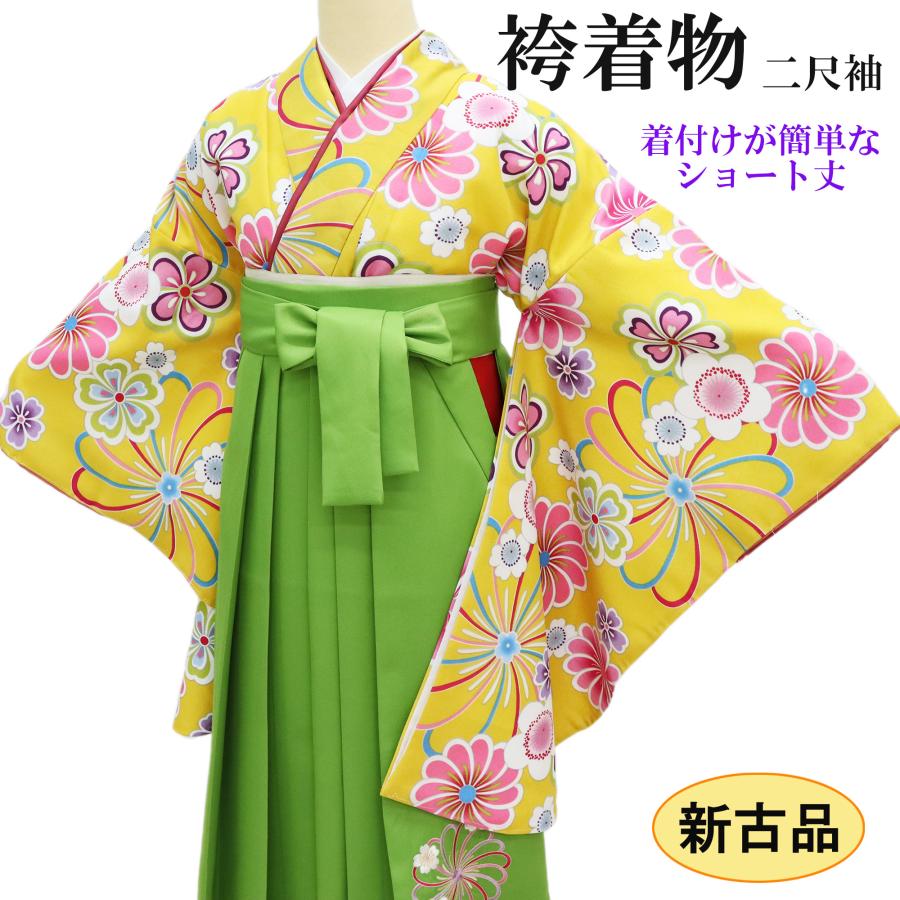 袴用きもの 二尺袖 着物 小振袖 中古 単品 リサイクル 美品 仕立て 