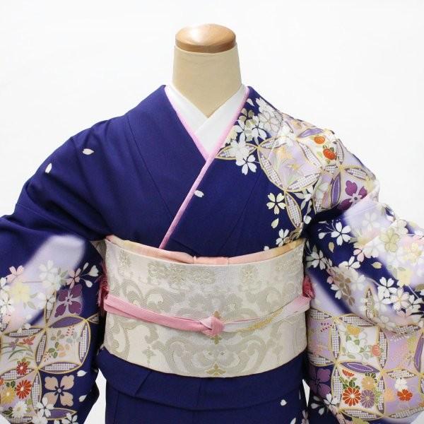 訪問着 着物 レンタル フルセット 青 紺 七宝 花 入学式 卒業式