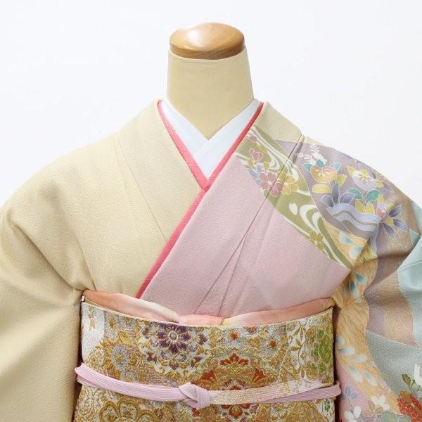 訪問着 着物 レンタル フルセット ベージュ/ピンク クリーム色