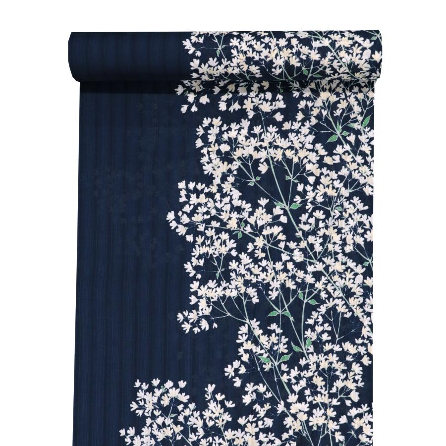 2026年新作入荷 井登美 浴衣 反物 レディース ゆかた 生地 かすみ草 紺