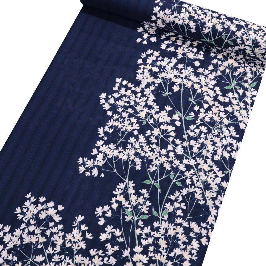 2026年新作入荷 井登美 浴衣 反物 レディース ゆかた 生地 かすみ草 紺