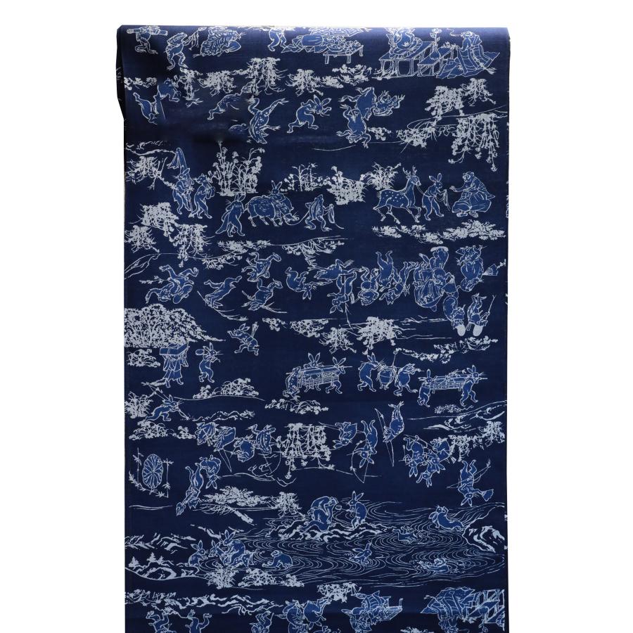 2026年新入荷 井登美 浴衣 反物 レディース ゆかた 生地 鳥獣戯画 紺