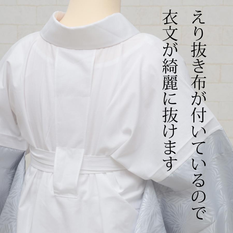 長襦袢 洗える 二部式 日本製 井登美 お洒落 色つき LL 大きいサイズ 半襦袢 裾除け セット レディース 女性用 単衣/袷用 むじな菊 地柄 ライトグレー/水色