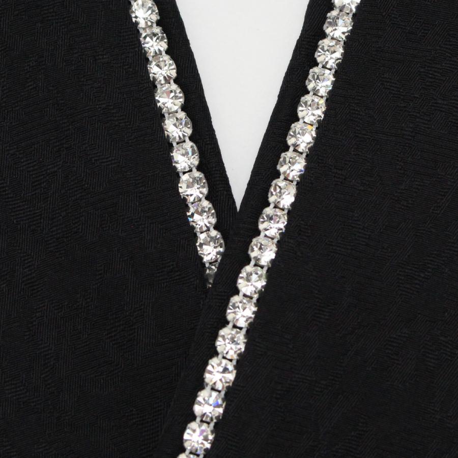 【新作】特大8mmラインストーンW 重ね襟　伊達襟　ハンドメイド　ブラック Amazon | [きもの三作] 重ね衿 伊達衿 ラインストーン重ね衿